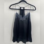 Cami NYC  The Racer Metallic Black Lace Trim silk Cami size xs Photo 1