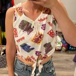 Gitano vintage 80s 90s crop top tie front tank funky geometric graphic medium Multiple Photo 3