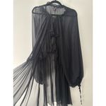 Victoria's Secret  Black Chiffon Kimono Long Robe Duster Ruffle‎ Tie Size M/L Photo 5
