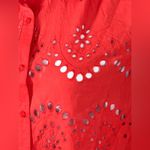 ADIVA Red Pink Sheer Eyelet Lace Peasant Blouse Boho Festival Top Small NWT Photo 7