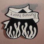Burning Heart Flames Fun Funky Y2K Boho Scatter Pin Black Photo 1