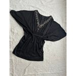 White House | Black Market Black Embellished Butterfly Sleeve Dress Size S Photo 4