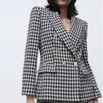 ZARA Blogger Favorite Tweed Houndstooth Double Breasted Blazer Jacket Photo 2