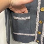 St. John  Womens Blazer Jacket Small Wool Cashmere Gray Button Tweed Designer Photo 2