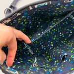 Vera Bradley  Ink Blue Trimmed Satchel Cotton Faux Vegan Leather Zip Hand Bag Photo 6