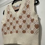 Arizona Jeans Arizona Jean Co. Preppy Brown & Cream Plaid Sleeveless V-Neck Sweater Vest - S Photo 3