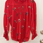 Ba&sh Designer Cuny Ruffled Smock-Neck Blouse Red Floral Sz 0 Photo 10