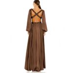 Mac Duggal  Long Sleeve Pleat Charmeuse CutOut Gown Espresso 26737 size 6 UB Photo 13