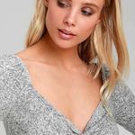 Lulus  Heathered Grey Knotted Front Long Sleeve Dress Size S. NEW Photo 3