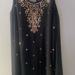 Entro  black guilded neckline mini dress copper rose gold sequin party dance S Photo 0