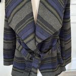 Jack by BB Dakota Striped Waterfall Belted Jacket Draped Open Front Boho SMALL Photo 2