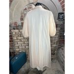 robe chiffon puff sleeve cream pink brown taupe floral 1950s Size L Photo 5