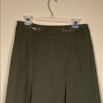 Talbots  Women’s Wool Blend Knit Chain Link Olive Green Pleated A-Line Skirt Photo 1