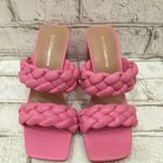 BCBGeneration Pink “Finaa” Slide Chunky Braided Woven Strap Heel Sandal Size 7 Photo 3