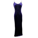 Jump  90s Y2K Maxi Dress 5-6 Purple Velvet Beaded Strappy Evening Gown Whimsygoth Photo 1