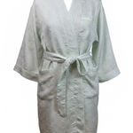 Oscar de la Renta Women's Light Blue Jacquard Floral Kimono Robe Belted Photo 0