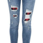 Judy Blue  Jeans Women's 5/27 Plaid Skinny Fit Mid Rise Blue Distressed #J14-4 Photo 0