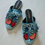 Jeffrey Campbell Blue Crushed Velvet Ladybug Floral Mules Flats Size 8.5 Photo 0