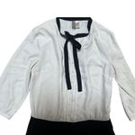 Forever 21 Black & White Blouse with Tie Accent Size Small Photo 5