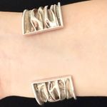 Vintage 925 Sterling Silver Modernist Brutalist Wrinkled Rippled Cuff Bangle Photo 3