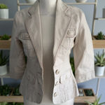White House | Black Market WHBM Beige Bow Tie Back Blazer Jacket Size 00 Photo 0