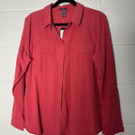 Eddie Bauer  Departure Shirt Womens Large Coral Pink Long Sleeve Button Up Classi Photo 0