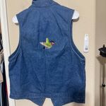VTG Gotcha Covered Denim Vest sz L Western handmade Bird Embroidery on Back USA Blue Size L Photo 2