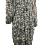 Old Navy  Black White Floral Print Long Sleeve Tassel Tie Waist Dress Photo 2