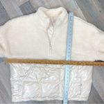 Fabletics Nelly Mixed Media Teddy Pullover Jacket Cream XL Half Zip Photo 14