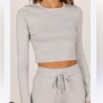Petal and Pup  Ayers Ribbed Long Sleeve Cropped Sweater Gray Photo 2