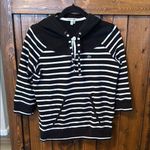 Lacoste Black and White Striped Hoodie, 3/4 sleeve, Size 42 (10/L) Photo 0
