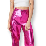 BLANK NYC [] NWT Hot Pink Faux Leather Wide Leg Franklin Pant Photo 0