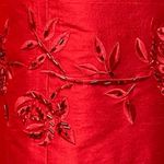 Ann Taylor  | Red Silk Fit and Flare Cocktail Dress Beaded Spaghetti Straps Sz 4 Photo 5