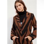 Anthropologie NWT RARE  Vilagallo Rashida Zebra-Striped Coat, Brown | Size 6 Photo 3