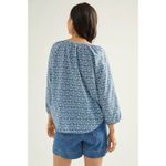 Roberta Roller Rabbit Roller Rabbit Wythe Blouse Anthropologie Blue White Block Print Cotton Top EUC M Photo 2