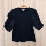 frame denim Frame Frankie Top Size M Black Organic Cotton Puff Sleeve Parisian Quiet Luxury Photo 1