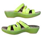 Dansko  Dixie Lime Green Leather Wedges Slide Sandals Size 38 / 7.5-8 Swirl Y2K Photo 5
