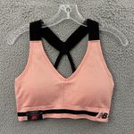 New Balance NWT Medium Impact Sports Bra Peach Pink Black Athletic Women's Large Photo 0