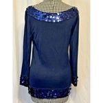 Ellen Tracy  - Navy Blue Silk blend, sequin detail, boat neck sweater Size Medium Photo 1