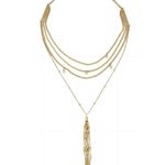 Ettika gold tone Chloe tassel layered necklace with CZ, NWOT Photo 2