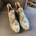 Lucky Brand Baley 2 Snakeskin Leather Bootie 10/42 Grey Olive Chunky Low Heel Photo 3