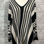 Miou Muse Oversized Stripe Knit Sweater Black Size L Photo 0