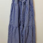 J.Crew  Garratt Tiered Striped Midi Dress Size 0 Blue White Beach Coastal Long Photo 4