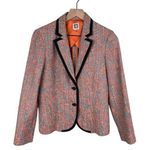 Anne Klein Women's Navy Blue Orange Tweed Blazer Jacket Size 8 Business Preppy Photo 0