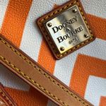 Dooney & Bourke Authentic leather/canvas Orange Chevron zip top Tote Bag Photo 3