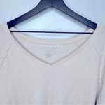 American Eagle  Cream Soft & Sexy Plush Waffle Knit V-neck Loungewear Top Size‎ L Photo 2