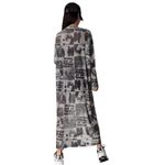 DAZY Figure & Letter Graphic Drop Shoulder Mesh Dress Black Grey White Sz M Size M Photo 1