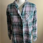 Eddie Bauer Plaid Button-Up Shirt in Green and Pink Photo 1