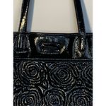 Nine & Co. Embossed Roses Dual Handle Strap Shoulder Bag Black Photo 3
