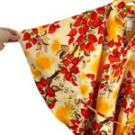 Vintage 1960s Pomare Hawaii Floral Kimono Style Batwing Sleeve Cape Top Blouse Orange Photo 3